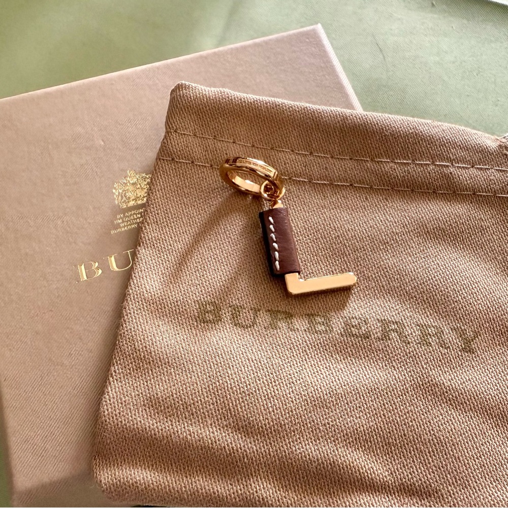 Burberry Gold and Brown Key Holder